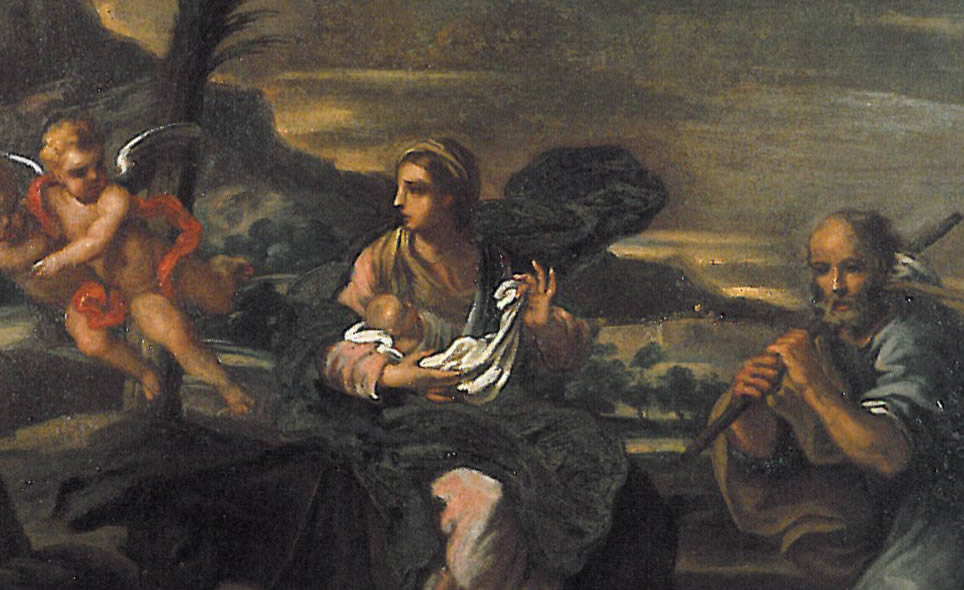 Pittore modenese del XVII secolo "Madonna col bambino, San Gregorio, San Lorenzo e le anime purganti", Azienda Ospedaliero-Universitaria di Bologna